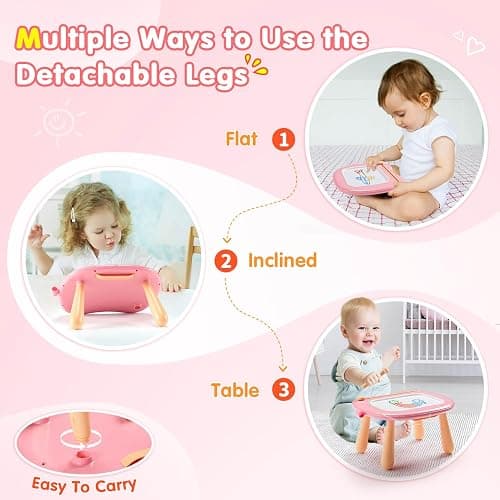 Toys for 1 2 3 Year Old Girl, Magnetic Drawing Board for Toddlers Kids 1-3, Doodle Board Preschool Learning Toys, Baby Christmas Birthday Gifts for 1 2 3 Year Old Girl, Pink thumbnail 6