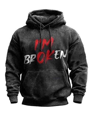 CIVIZILUX I'm Ok Broken Hoodie I'm Ok I'm Broken Printed Men's T-Shirt Long Sleeve - Image 1