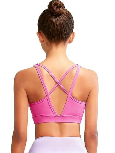 Haloumoning Girls Training Bra Kids Strappy Back Scoop Neck Bras Yoga Running Dance Sports Bras 5-14 Years - Image 1