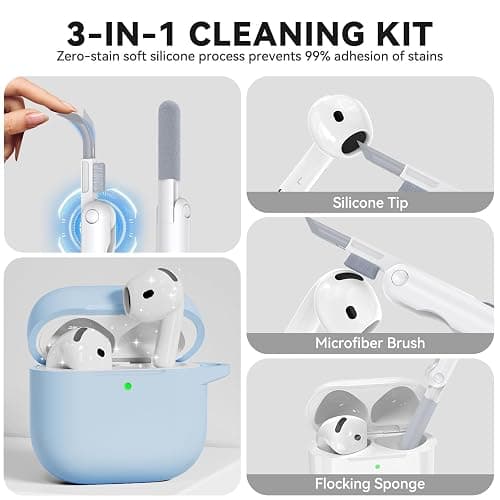 for AirPods 4 Case, TNSNK Silicone AirPod 4 Case Cover Compatible with Apple Airpods 4th Gen, Shockproof Protective Cases for Women Girly with Cleaner Kit and Keychain, Front LED Visible thumbnail 5