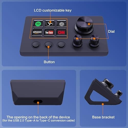 ActionRing Streaming Macro Keypad, Stream Controller Deck, Gaming Shortcut Keyboard, with Customizable 6 LCD Shortcut Keys, 3 Buttons and 3 Knobs, Trigger Actions in OBS/Twitch/YouTube, Windows 10/Mac14.0 (N3 Black) thumbnail 9