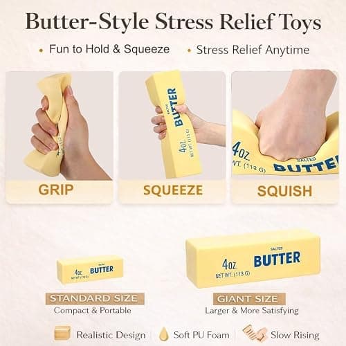 10 inch Butter Squishy Stick, Giant 14 Oz Slow Rising Jumbo Squeeze Stress Relief Big Squishies for Office & Desk Use for Adults (Giant) thumbnail 3