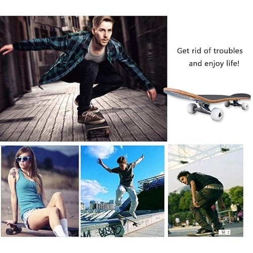 Sumeber Standard Skateboards for Beginners Kids Boys Girls Youths Adults Starter-Complete Skate Boards 31''x 8'' Maple Wood Skateboard thumbnail 6