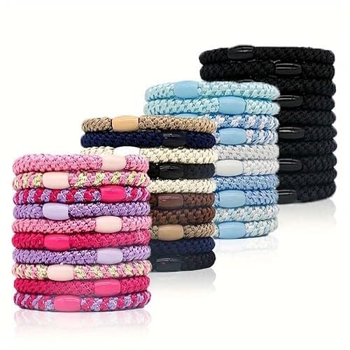 Kknekki Hair Ties, 10 Stück Modische, Schlichte Geflochtene Haarbänder Für Damen, Weiche, Elastische, Nicht Beschädigende Pferdeschwanzhalter(Blau) thumbnail 3