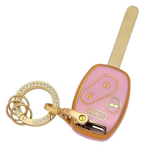 TPU Protector Key Fob Cover Keychain fit for Honda 2003-2012 Accord / 2006-2013 Civic EX / 2009-2015 Pilot /2005-2006 CR-V Key Fob (Pink) - Image 1