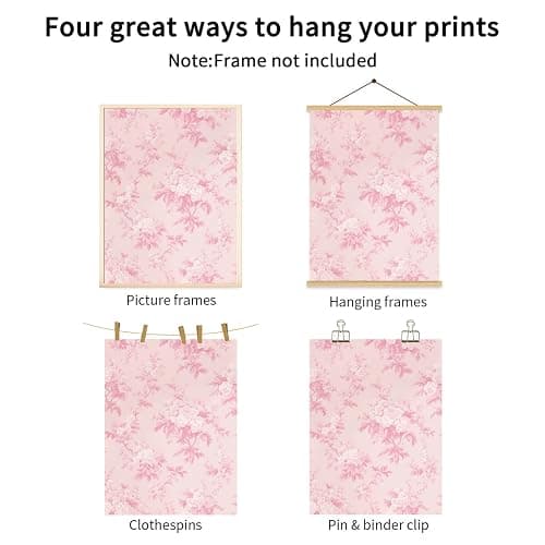 LYPHNX Pink Chinoiserie Flower Poster Wall Art light Pink Love Shack Fancy Canvas Decor Paintings Set of 3 Blush Pink Painting Pictures Home Decor for bedroom Living room Bathroom 12"x16" Unframed thumbnail 7