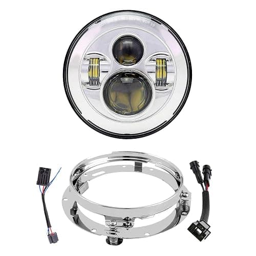 XPCTD 7 Inch LED Headlight Kit For Street Glide Road King Electra Glide Ultra Classic Fat Boy Tri Cvo Heritage Softail Slim Delux Ultra Limited Chrome - Image 1