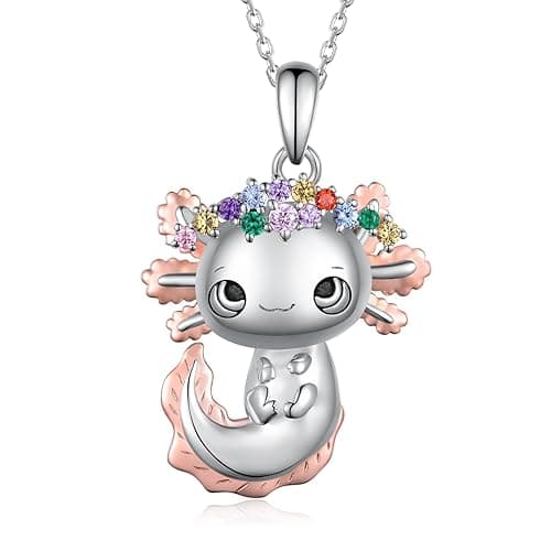Highland Cow/Axolotl/Goat/Panda/Giraffe/Raccoon Necklace 925 Sterling Silver Animal Pendant Necklace with Colored Zircon Animal Jewelry Gift for Women - Image 1