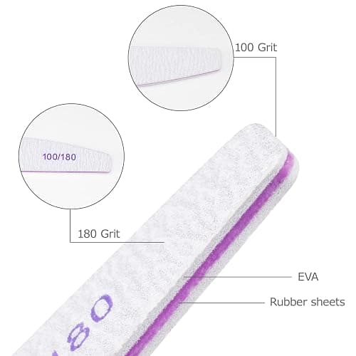 Profi Nagelfeile 20 Stück 100/180 Grit für Gelnägel und Naturnägel - Wiederverwendbare Doppelseitige für Nagelstudios, DIY Nail Art Zuhause thumbnail 6