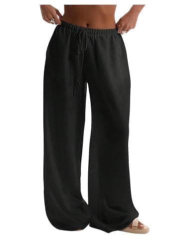 RoseSeek Linen Pants, Wide Leg, Loose - Image 1