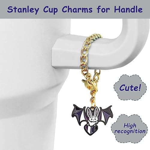 Stanley Cup Accessories Set,Including 3 Pcs 0.4in Halloween Straw Cover, 5 Pcs Halloween 3D&Flat Stickers, 1 Pcs Handle Charm, 1 Silicone Boot Fits Stanley 40&30 Oz Tumbler (Glitter Black) thumbnail 5