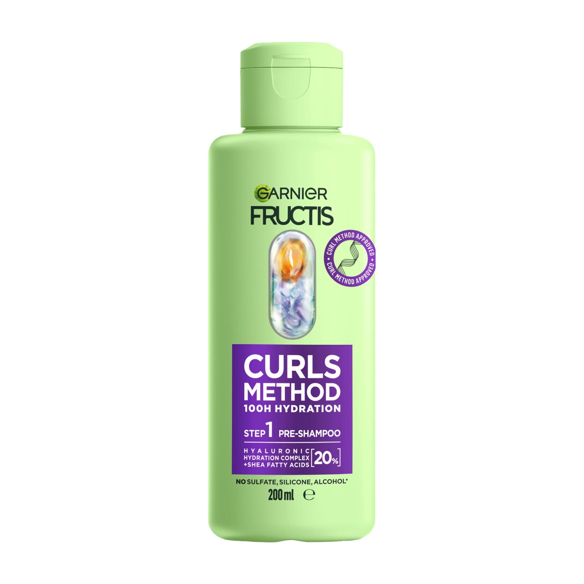 Garnier Fructis Curls Method Pre-Shampoo Treatment, for Wavy, Curly & Coily Hair, Detangles & Preps Hair for Wash, Enriched with Hyaluronic Acid & Shea Butter, No Silicones, 200ml - Image 1