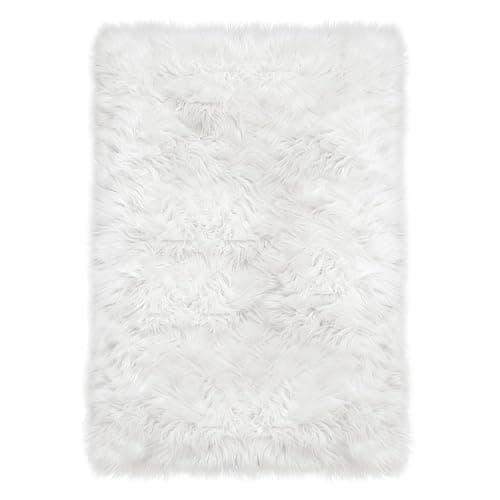 Latepis White Faux Fur Rug 3x5, Faux Sheepskin Rugs for Living Room, Fluffy Washable Rug for Bedroom Dorm Luxury Room Decor, Furry Rugs, Rectangle - Image 1
