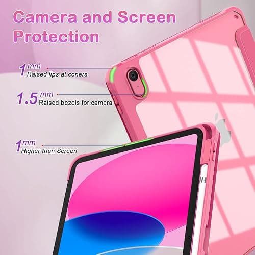 OKP Case for iPad 11th Generation 11-inch (A16) 2025, for 10.9'' iPad 10th Gen 2022, Slim Lightweight i Pad 11/10 th Gen Protective Cover with Trifold Stand, Auto Wake/Sleep, Clear PC Back Shell, Pink thumbnail 6