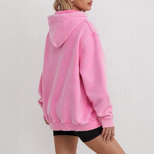 FAIABLE Womens Oversized Acid Wash Hoodie Unisex Heavyweight Cotton Hoodies Fleece Vintage Washed Sweatshirt Women Men thumbnail 3