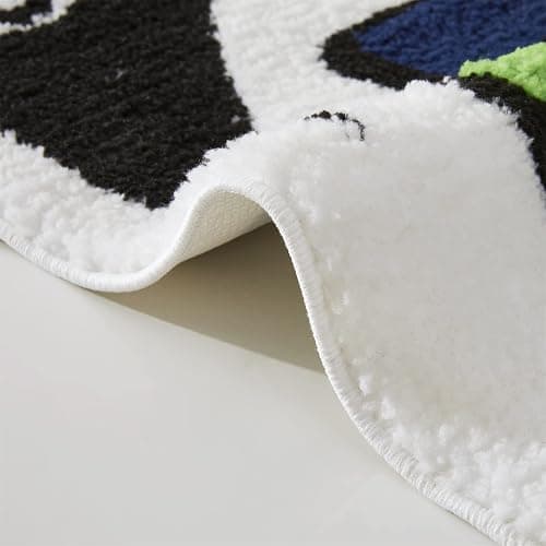 Estmy Funky Aesthetic Cute Throw Rugs 3x5 Small Area Rugs for Bedroom Kitchen Bathroom Living Room Non Slip Washable, UNO Card Tufted Rug Modern Abstract Cute Unique Bedroom Accent Rugs Fluffy Soft - 3' x 5' - Black thumbnail 4