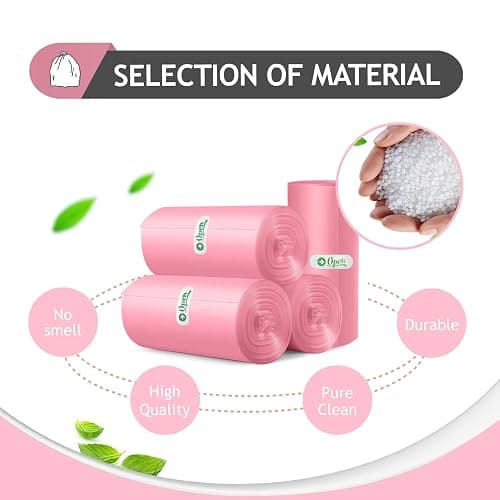 Teivio 2 Gallon 180 Counts Strong Trash Bags Garbage Bags, Bathroom Trash Can Bin Liners, Plastic Bags for home office kitchen, Pink thumbnail 7
