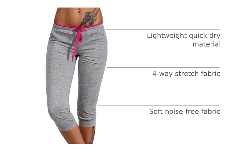 2025 Summer Capris for Women Low Rise Drawstring Capri Pants Casual Lightweight Yoga Workout Pant Knee Length Lounge thumbnail 3