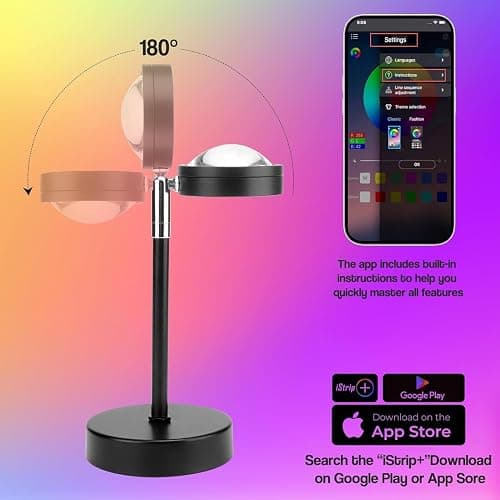 LEKEONE Sunset Lamp with APP & Remote Control,16 Colors Night Light 180° Rotation Rainbow 4 Modes Setting for Photography/Selfie/Party/Home/Living Room/Bedroom Decor, Gifts Women thumbnail 6