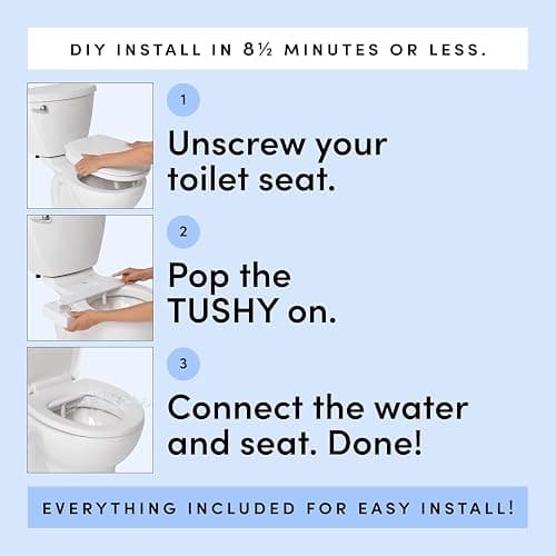 TUSHY Fresh Cool Water Bidet: Ultra Slim Toilet Seat Attachment (Non-Electric Self-Cleaning Hygienic Nozzle) Easy DIY Install <10 Min | Adjustable Water Pressure, Bamboo Knob thumbnail 5