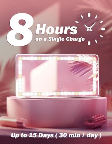 JOYTUTUS Car Sun Visor Vanity Mirror, Car Vanity Mirror with Lights, Makeup with 3 Light Modes & 60 LEDs, Rechargeable Dimmable Touch Control Travel Makeup for Sedan Truck SUV thumbnail 3