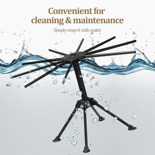 Ourokhome Collapsible Pasta Drying Rack, Plastic Foldable Homemade Fresh Spaghetti Stand Dryer Noodle Hanger for Kitchen with 10 Arms, Stable, Easy Storage, Quickly Set Up (Black) thumbnail 5
