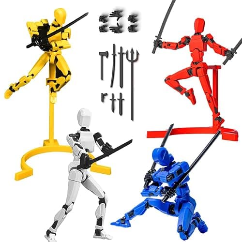 NIHESIM 4 Pack T13 Action Figure, 4 Colors Assemble t13 Models, DIY Pose Stand Titan 13 Action Figures, Lucky T 13 Figures, Dummy 13 Boys Toys, Smooth Movable Joints Robot Titans Man Teens Gift - Image 1