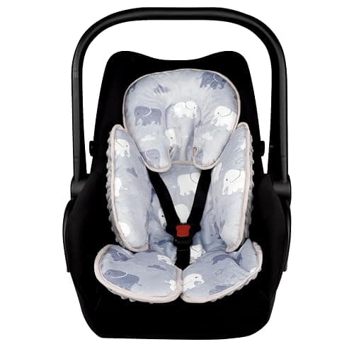 TANOFAR Infant Car Seat Head Support, Soft Baby Carseat Head & Body Support, Elephant Baby Car Seat Insert Cushion for Newborn Boys - Gray Elephant - Image 1