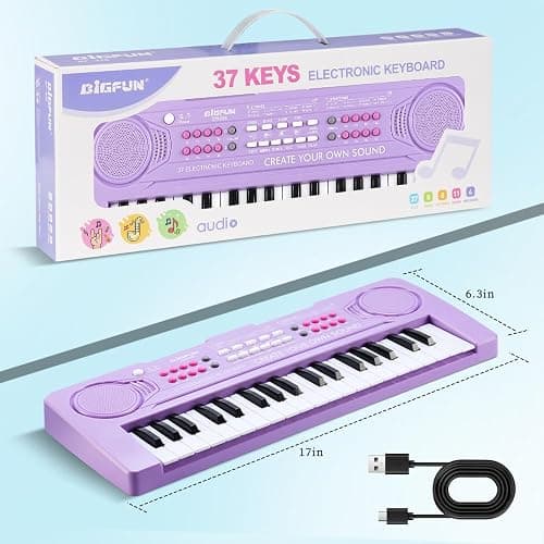 Keyboard Piano for Kids, BIGFUN 37 Keys Toddler Piano Multifunction Music Educational Instrument Toy, Electronic Kids Keyboard for 3-7 Year Old Girls and Boys (Purple) thumbnail 5