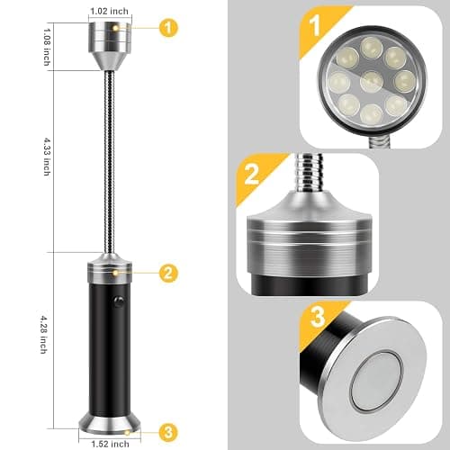 KOSIN Barbecue Grill Light Magnetic Base Super-Bright LED BBQ Lights-360 Degree Flexible Gooseneck, Gifts for Men Dad Boyfriend, Traeger Pit Boss Smoker Grill Accessories, Batteries Included-Pack of 2 thumbnail 4