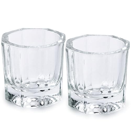 Bulex 2 Pack Dappen Dish Cups for Nail Art Acrylic Liquid - Clear Glass Nail Monomer Liquid Bowl Dampen Dish Acrylic Powder Holder, Acrylic Glass Jar for Nails - Image 1