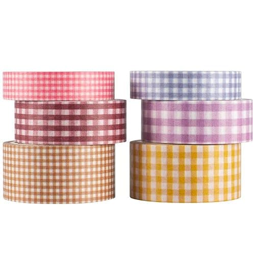 YUBBAEX 6 Rolls Plaid Washi Tape Set Basic Grid Masking Decorative Tapes for Arts, DIY Crafts, Journals, Planners, Scrapbooking, Wrapping (Basic Plaid) thumbnail 2