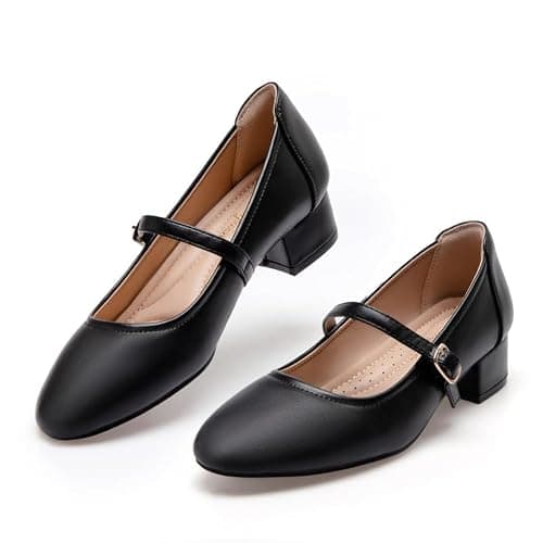 hingswink Mary Jane Shoes Women Low Heels Dress Shoes Pumps Low Heel 2 Inch Chunky Heel Mary Janes Pumps with Adjustable Ankle Strap for Women Dressy Casual - Image 1