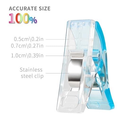 Multipurpose Sewing Clips Pack of 100, Perfect Alternative Quilting Pins | Premium Plastic Fabric Clips Sewing Supplies, Fit Any Chip Clips, Bag Binding for Food, Assorted Colors thumbnail 3