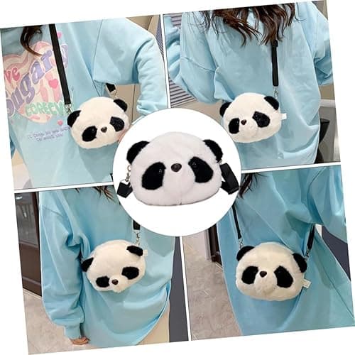 Kawaii Panda Head Plush Bag Crossbody Wallet Shoulder Bag Coin Pouch Accessories Money Bag for Students Teens Girls Boys (Panada) thumbnail 6