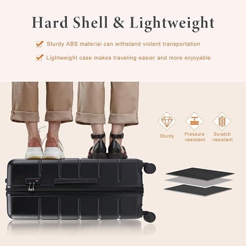 Sweetcrispy Carry on Luggage, Hard Shell ABS Suitcase with Double Spinner Wheels, Lightweight Expandable Rolling Suit Case with TSA Lock, 20 Inch Bronze Black thumbnail 3