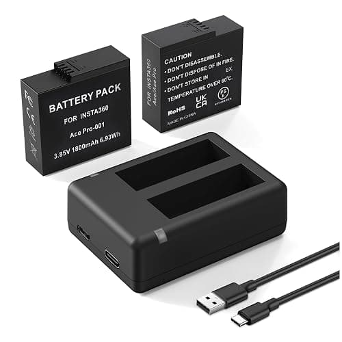 Topwowe 2 Packs 1800mAh Batteries for Insta 360 Action Camera, Compatible with Insta360 Ace Pro 2/Ace Pro/Ace Camera, with Dual Fast Charge Hub - Image 1
