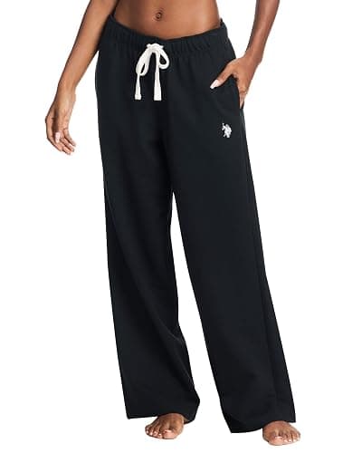 U.S. Polo Assn. Womens Sweatpants with Pockets, French Terry Womens Joggers Wide-Leg Sweats - Image 1