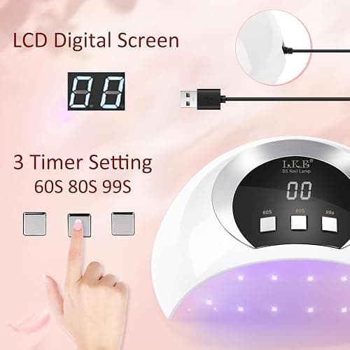 UV Nail Lamp, Nail Dryer 54W UV Lamps for Gel Nails with 3 Timer, Auto Sensor, LCD Screen, USB Plug, Led Nail Lamp Nails Dryers, Nail-Lamps, Gel Nail Lamp, Portable Nail UV Lamp thumbnail 3