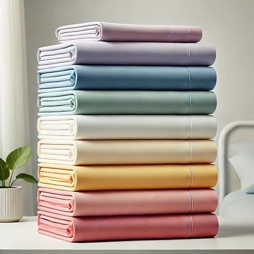 Lot de 5 Draps Housses 100% Coton -57-Fils -Tissage Serré -Bonnets 20-25cm Couleurs Aléatoires (180 x 200 cm) thumbnail 2