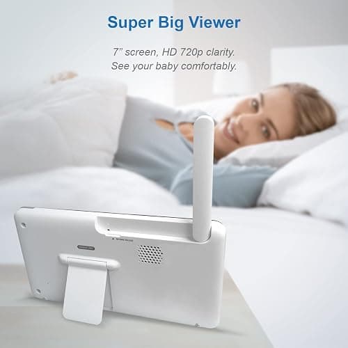 VTech RM7764-2HD Smart WiFi 2 Camera BabyMonitor, 360° Pan&Tilt, 10X Zoom, 7” HD Display & NightVision, Soothing Sounds, 2-Way Talk, Temperature & Motion Detection thumbnail 2