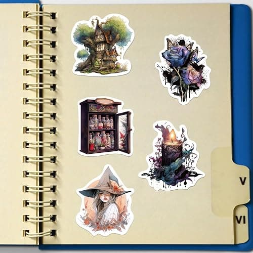 Yoksas 50Pcs Witch Astrology Sticker,Vinyl Waterproof Aesthetics Spooky Witchy Stickers for Water Bottles Scrapbook Laptops Tumbler thumbnail 7