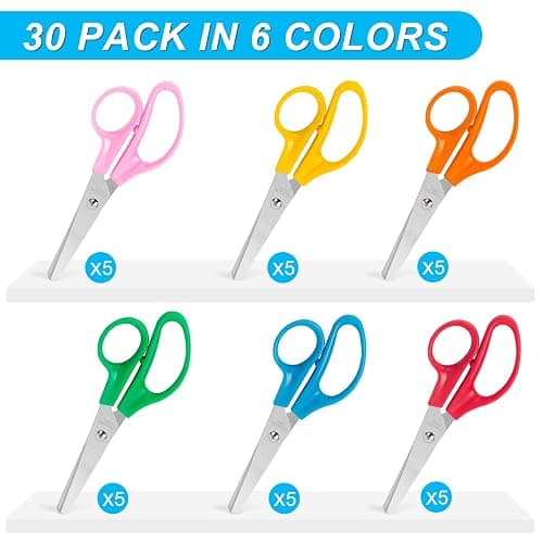 30 Pack Kids Scissors, 5 Inch Bulk Scissors for School, Blunt Tip Scissors for Child Student Teacher, School Supplies Craft Cutting Paper, Kids Safety Scissors for Preschool Classroom Office Home thumbnail 4