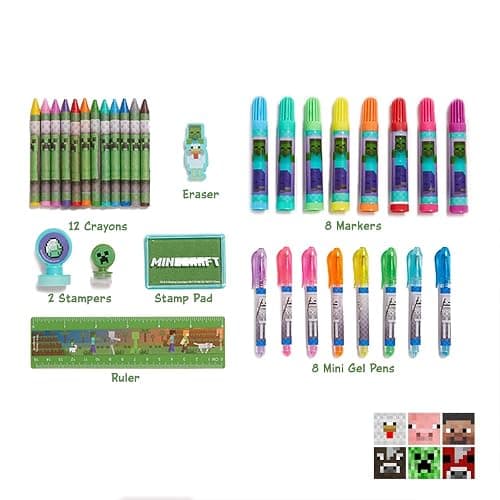 Innovative Designs Minecraft Kids Deluxe Activity Set with Carrying Tin, Coloring Sheets, Tattoos, Stickers, & Art Supplies thumbnail 4