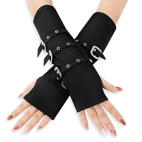 1 Paar Fingerlose Handschuhe, Punkhandschuhe,Hip-Hop-Persönlichkeitshandschuhe, Partykleid-Handschuhe,Goth Arm Ärmel, Armstulpen, für Halloween, Party, Hip Hop, Cosplay, für Damen und Herren - Image 1
