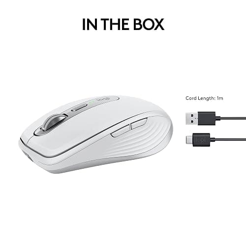 Logitech MX Anywhere 3S Compact Wireless Mouse, Fast Scrolling, 8K DPI Any-Surface Tracking, Quiet Clicks, Programmable Buttons, USB C, Bluetooth, Windows PC, Linux, Chrome, Mac - Pale Grey thumbnail 11