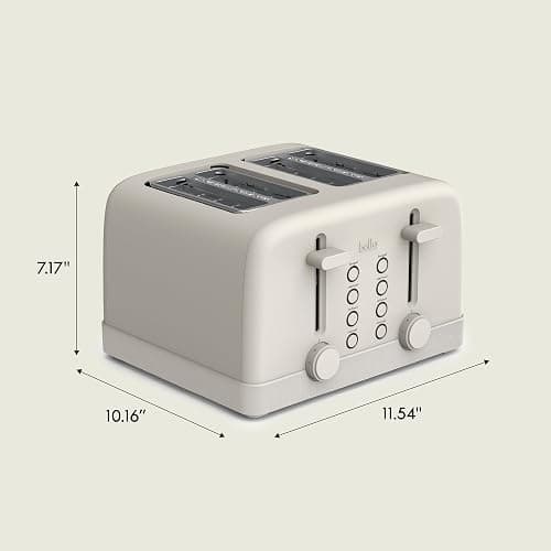 bella 4 Slice Toaster, 6 Setting Shade Control with Reheat & Cancel Buttons, Removable Crumb Tray, Anti Jam & Auto Shutoff, 900 Watt, Oatmilk thumbnail 3