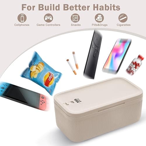 Lockable Storage Box, Small Lock Box with Combination Code for Phone/Medicine Safe/Food Home/Refrigerator/Office/Personal Items/Travel/Gift,9.25 x 5.04 x 3.62’’ thumbnail 3