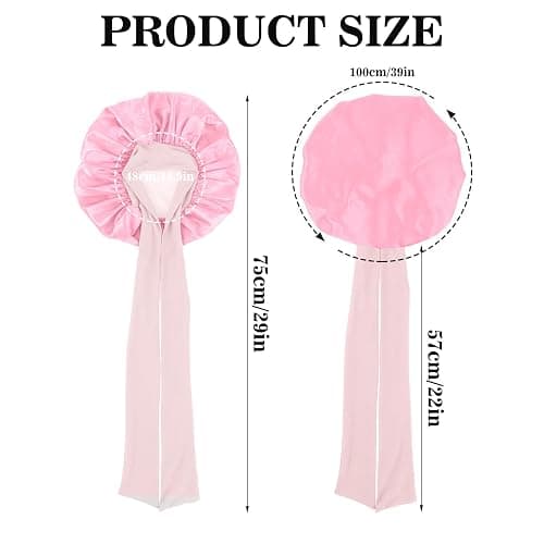 Abeillo Silk Sleep Bonnets for Women, 1PC Adjustable Satin Night Sleeping Cap Soft Elastic Band Silk Bonnets for Sleeping, Hair Bonnet with Tie Band for Curly Hair Braid Women (Pink) thumbnail 3