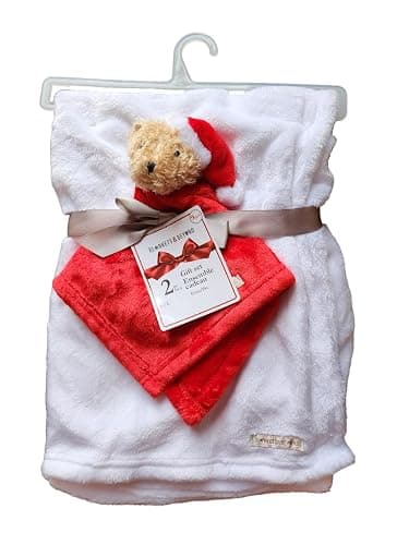 Blankets and Beyond Unisex Baby Super Soft Security Nunu Lovey and Blanket 2-PC Gift Set | 9M (Floral Pink/Bunny) (White/Red Dog) - Image 1